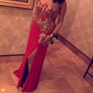 custom red with gold jeweled design for sale.